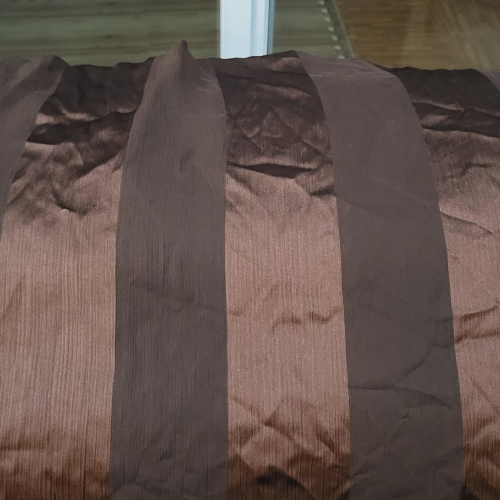 216" silky brown striped window scarf.